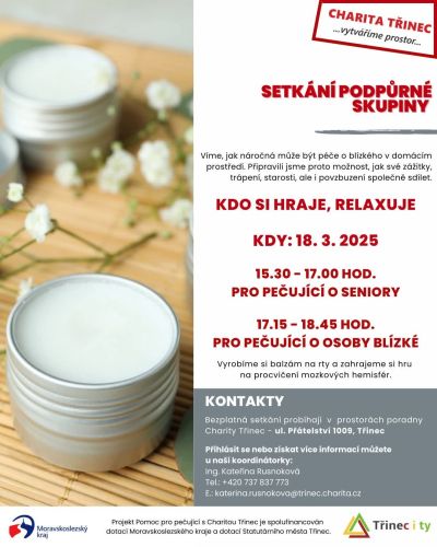 Setkání podpůrné skupiny - kdo si hraje, relaxuje