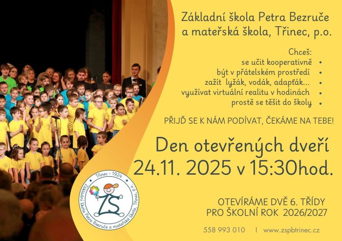 Den otevřených dveří Základní škola Petra Bezruče a mateřská škola, Třinec, p.o.