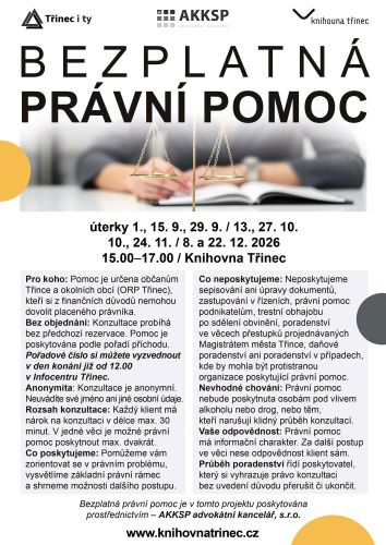 Bezplatná právní poradna v Knihovně Třinec